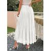 imagePRETTYGARDEN Long Skirts for Women Summer Vacation Outfits 2026 Spring Chiffon Elastic Waist Flowy ALine Pleated Midi SkirtWhite