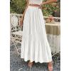 imagePRETTYGARDEN Long Skirts for Women Summer Vacation Outfits 2026 Spring Chiffon Elastic Waist Flowy ALine Pleated Midi SkirtWhite