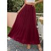 imagePRETTYGARDEN Long Skirts for Women Summer Vacation Outfits 2026 Spring Chiffon Elastic Waist Flowy ALine Pleated Midi SkirtWine Red