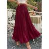 imagePRETTYGARDEN Long Skirts for Women Summer Vacation Outfits 2026 Spring Chiffon Elastic Waist Flowy ALine Pleated Midi SkirtWine Red