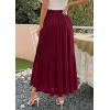 imagePRETTYGARDEN Long Skirts for Women Summer Vacation Outfits 2026 Spring Chiffon Elastic Waist Flowy ALine Pleated Midi SkirtWine Red