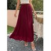 imagePRETTYGARDEN Long Skirts for Women Summer Vacation Outfits 2026 Spring Chiffon Elastic Waist Flowy ALine Pleated Midi SkirtWine Red
