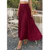 imagePRETTYGARDEN Long Skirts for Women Summer Vacation Outfits 2026 Spring Chiffon Elastic Waist Flowy ALine Pleated Midi SkirtWine Red