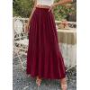 imagePRETTYGARDEN Long Skirts for Women Summer Vacation Outfits 2026 Spring Chiffon Elastic Waist Flowy ALine Pleated Midi SkirtWine Red