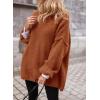 imagePRETTYGARDEN Oversized Sweaters for Women Chunky Turtleneck Sweater Fall Fashion Clothes Long Sleeve Tops Winter ClothingBrick Red