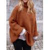 imagePRETTYGARDEN Oversized Sweaters for Women Chunky Turtleneck Sweater Fall Fashion Clothes Long Sleeve Tops Winter ClothingBrick Red