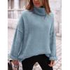 imagePRETTYGARDEN Oversized Sweaters for Women Chunky Turtleneck Sweater Fall Fashion Clothes Long Sleeve Tops Winter ClothingLight Blue