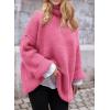imagePRETTYGARDEN Oversized Sweaters for Women Chunky Turtleneck Sweater Fall Fashion Clothes Long Sleeve Tops Winter ClothingPink