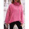 imagePRETTYGARDEN Oversized Sweaters for Women Chunky Turtleneck Sweater Fall Fashion Clothes Long Sleeve Tops Winter ClothingPink