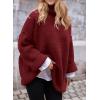 imagePRETTYGARDEN Oversized Sweaters for Women Chunky Turtleneck Sweater Fall Fashion Clothes Long Sleeve Tops Winter ClothingWine Red