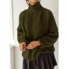 imagePRETTYGARDEN Oversized Sweaters for Women Fall Clothes 2026 Long Sleeve Mock Neck Tops Chunky Knit Pullover Winter ClothingArmy Green