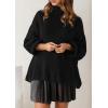 imagePRETTYGARDEN Oversized Sweaters for Women Fall Clothes 2026 Long Sleeve Mock Neck Tops Chunky Knit Pullover Winter ClothingBlack