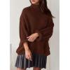 imagePRETTYGARDEN Oversized Sweaters for Women Fall Clothes 2026 Long Sleeve Mock Neck Tops Chunky Knit Pullover Winter ClothingBrown