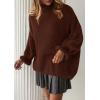 imagePRETTYGARDEN Oversized Sweaters for Women Fall Clothes 2026 Long Sleeve Mock Neck Tops Chunky Knit Pullover Winter ClothingBrown
