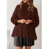imagePRETTYGARDEN Oversized Sweaters for Women Fall Clothes 2026 Long Sleeve Mock Neck Tops Chunky Knit Pullover Winter ClothingBrown