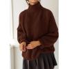 imagePRETTYGARDEN Oversized Sweaters for Women Fall Clothes 2026 Long Sleeve Mock Neck Tops Chunky Knit Pullover Winter ClothingBrown