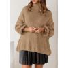 imagePRETTYGARDEN Oversized Sweaters for Women Fall Clothes 2026 Long Sleeve Mock Neck Tops Chunky Knit Pullover Winter ClothingKhaki