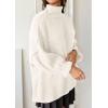 imagePRETTYGARDEN Oversized Sweaters for Women Fall Clothes 2026 Long Sleeve Mock Neck Tops Chunky Knit Pullover Winter ClothingWhite