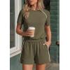 imagePRETTYGARDEN Shorts Sets Women 2 Piece Outfits Summer 2026 Matching Workout Athletic Clothing Casual Spring Travel LoungewearArmy Green