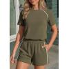 imagePRETTYGARDEN Shorts Sets Women 2 Piece Outfits Summer 2026 Matching Workout Athletic Clothing Casual Spring Travel LoungewearArmy Green