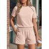 imagePRETTYGARDEN Shorts Sets Women 2 Piece Outfits Summer 2026 Matching Workout Athletic Clothing Casual Spring Travel LoungewearBeige