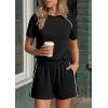 imagePRETTYGARDEN Shorts Sets Women 2 Piece Outfits Summer 2026 Matching Workout Athletic Clothing Casual Spring Travel LoungewearBlack