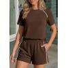 imagePRETTYGARDEN Shorts Sets Women 2 Piece Outfits Summer 2026 Matching Workout Athletic Clothing Casual Spring Travel LoungewearBrown