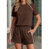 imagePRETTYGARDEN Shorts Sets Women 2 Piece Outfits Summer 2026 Matching Workout Athletic Clothing Casual Spring Travel LoungewearBrown