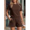 imagePRETTYGARDEN Shorts Sets Women 2 Piece Outfits Summer 2026 Matching Workout Athletic Clothing Casual Spring Travel LoungewearBrown