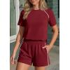 imagePRETTYGARDEN Shorts Sets Women 2 Piece Outfits Summer 2026 Matching Workout Athletic Clothing Casual Spring Travel LoungewearBurgundy