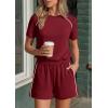 imagePRETTYGARDEN Shorts Sets Women 2 Piece Outfits Summer 2026 Matching Workout Athletic Clothing Casual Spring Travel LoungewearBurgundy