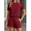 imagePRETTYGARDEN Shorts Sets Women 2 Piece Outfits Summer 2026 Matching Workout Athletic Clothing Casual Spring Travel LoungewearBurgundy