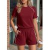 imagePRETTYGARDEN Shorts Sets Women 2 Piece Outfits Summer 2026 Matching Workout Athletic Clothing Casual Spring Travel LoungewearBurgundy
