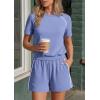 imagePRETTYGARDEN Shorts Sets Women 2 Piece Outfits Summer 2026 Matching Workout Athletic Clothing Casual Spring Travel LoungewearLight Blue