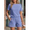 imagePRETTYGARDEN Shorts Sets Women 2 Piece Outfits Summer 2026 Matching Workout Athletic Clothing Casual Spring Travel LoungewearLight Blue