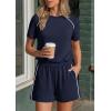imagePRETTYGARDEN Shorts Sets Women 2 Piece Outfits Summer 2026 Matching Workout Athletic Clothing Casual Spring Travel LoungewearNavy Blue