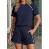 imagePRETTYGARDEN Shorts Sets Women 2 Piece Outfits Summer 2026 Matching Workout Athletic Clothing Casual Spring Travel LoungewearNavy Blue