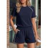 imagePRETTYGARDEN Shorts Sets Women 2 Piece Outfits Summer 2026 Matching Workout Athletic Clothing Casual Spring Travel LoungewearNavy Blue
