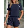 imagePRETTYGARDEN Shorts Sets Women 2 Piece Outfits Summer 2026 Matching Workout Athletic Clothing Casual Spring Travel LoungewearNavy Blue