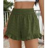 imagePRETTYGARDEN Shorts for Women Summer 2026 Beach Vacation Clothes Spring Elastic Waist Embroidered Ruffle Shorts with PocketsArmy Green