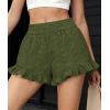 imagePRETTYGARDEN Shorts for Women Summer 2026 Beach Vacation Clothes Spring Elastic Waist Embroidered Ruffle Shorts with PocketsArmy Green