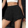 imagePRETTYGARDEN Shorts for Women Summer 2026 Beach Vacation Clothes Spring Elastic Waist Embroidered Ruffle Shorts with PocketsBlack