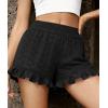 imagePRETTYGARDEN Shorts for Women Summer 2026 Beach Vacation Clothes Spring Elastic Waist Embroidered Ruffle Shorts with PocketsBlack