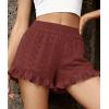 imagePRETTYGARDEN Shorts for Women Summer 2026 Beach Vacation Clothes Spring Elastic Waist Embroidered Ruffle Shorts with PocketsBrick Red