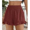 imagePRETTYGARDEN Shorts for Women Summer 2026 Beach Vacation Clothes Spring Elastic Waist Embroidered Ruffle Shorts with PocketsBrick Red