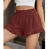 imagePRETTYGARDEN Shorts for Women Summer 2026 Beach Vacation Clothes Spring Elastic Waist Embroidered Ruffle Shorts with PocketsBrick Red