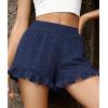 imagePRETTYGARDEN Shorts for Women Summer 2026 Beach Vacation Clothes Spring Elastic Waist Embroidered Ruffle Shorts with PocketsNavy