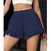 imagePRETTYGARDEN Shorts for Women Summer 2026 Beach Vacation Clothes Spring Elastic Waist Embroidered Ruffle Shorts with PocketsNavy
