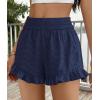 imagePRETTYGARDEN Shorts for Women Summer 2026 Beach Vacation Clothes Spring Elastic Waist Embroidered Ruffle Shorts with PocketsNavy