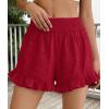 imagePRETTYGARDEN Shorts for Women Summer 2026 Beach Vacation Clothes Spring Elastic Waist Embroidered Ruffle Shorts with PocketsRed
